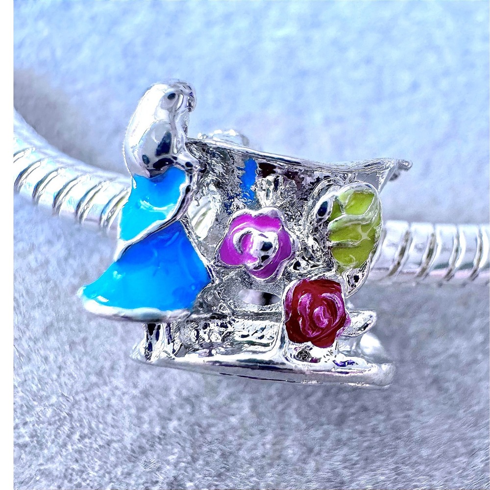 Alice‎ in Wonderland Tea Cup Enamel Charm fits PANDORA